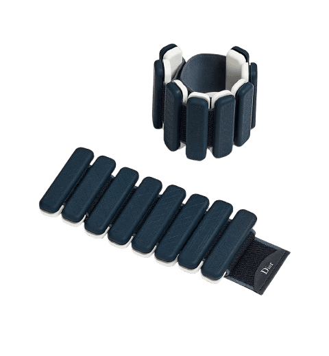 Dior Set of Two Weighted Wristbands Deep Blue Cannage Steel and Technical Fabric