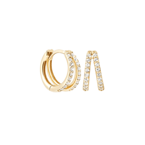Diamond Pavé Illusion Huggies in 14k Solid Gold