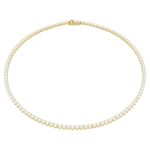Swarovski Matrix Tennis necklace Round cut, White, 18K gold finish