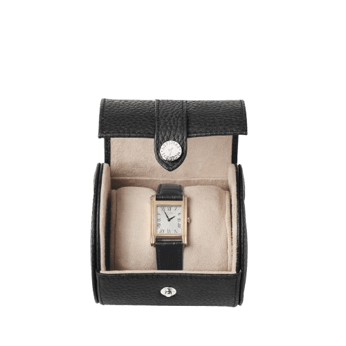 Aspinal of London Travel Watch Roll Black Pebble