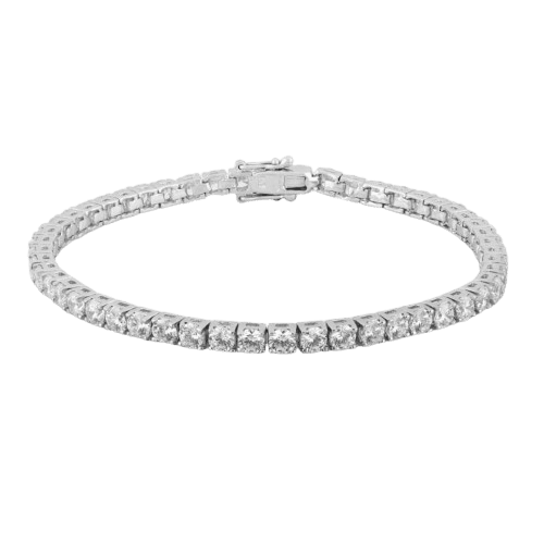 Starbright Silver 3.5mm Round Cubic Zirconia 7.5 Inch Tennis Bracelet