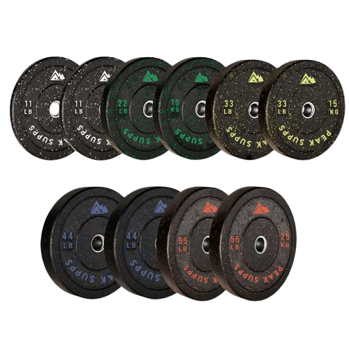 Peak Supps Olympic Bumper Plates Full Set 150kg (Pairs of 5kg 10kg 15kg 20kg 25kg)