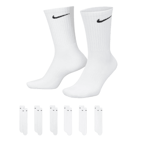Nike 6-Pack Everyday Cushioned Training Crew Socks - White