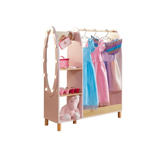 Dimples Wooden Dress-Up Rack with Light-Up Mirror