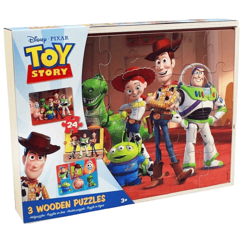 Disney Toy Story 24 Piece Wooden Puzzles 3 Pack with Storage Tray