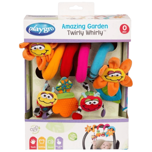 Playgro Amazing Garden Twirly Whirly Teether Sensory Stroller Toy