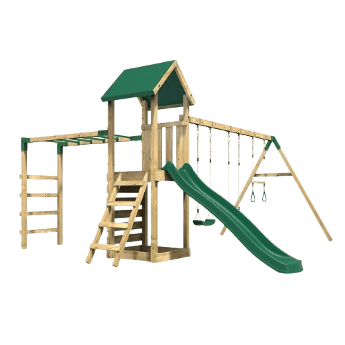 Rebo Adventure Wooden Climbing Frame with Monkey Bar, Swings & Slide