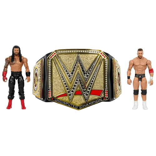 WWE Roman Reigns vs LA Knight Action Figure and Undisputed Champion Belt