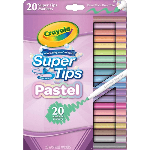 Crayola Markers Super Tips Washable Pastel 20 Pack