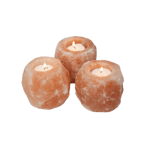 Wellbeing Pink Himalayan Salt Three Piece Tealight Holder Set