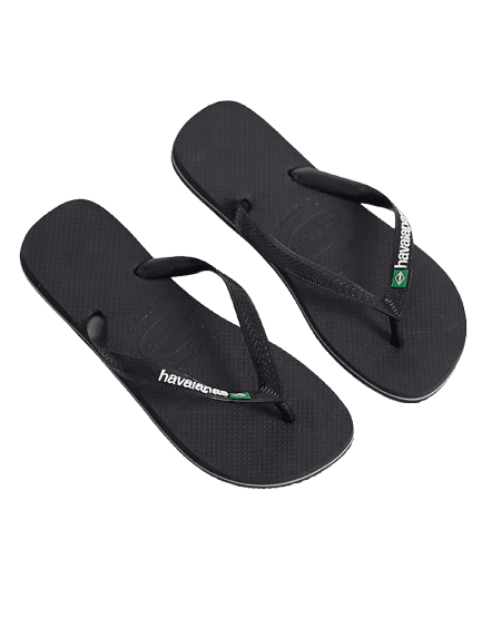 Havaianas Unisex Brazil Logo Flip Flops - Black