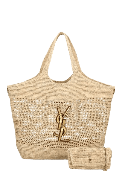 Saint Laurent Icare Logo Plaque Shoulder Bag with Matching Pouch