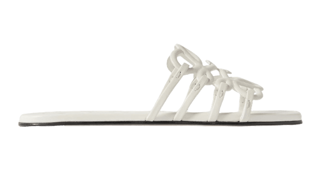LOEWE Petal Anagram leather slides - White