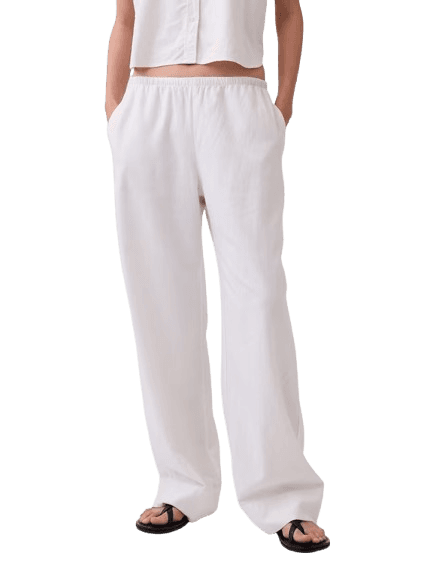GAP White Linen Wide Leg Trousers