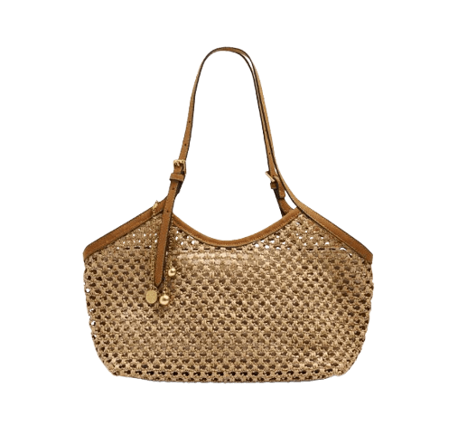 Parfois Tote Bag Straw Effect with Handle - Natural