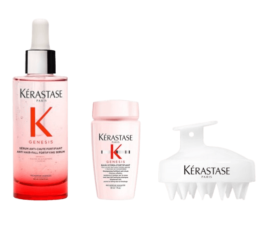 Kérastase Genesis Serum Anti-Chute Fortifiant Serum 90ml with Mini Deluxe Shampoo 30ml & Scalp Brush