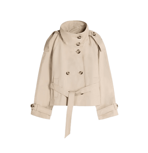 Bershka Funnel Neck Trench Jacket in Beige