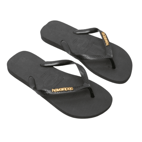 Havaianas Logo Metallic Flip in Black
