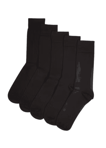 Matalan 5 Pack Black Plain Socks
