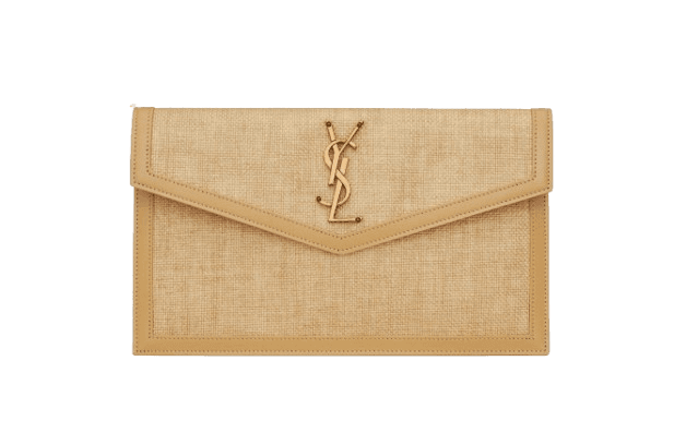 YSL Uptown Pouch in Micro Raffia