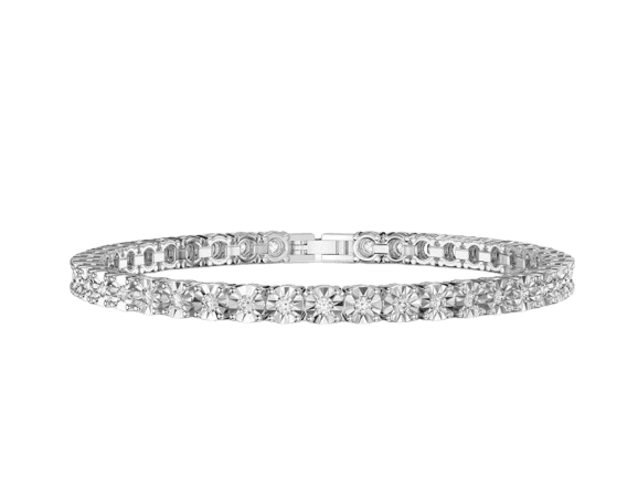 Jian London Stardust 1ct Lab Diamond Platinum plated Silver Tennis Bracelet