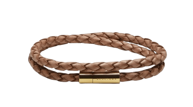 Skultuna Leather Bracelet Thin - Gold Plated / Natural
