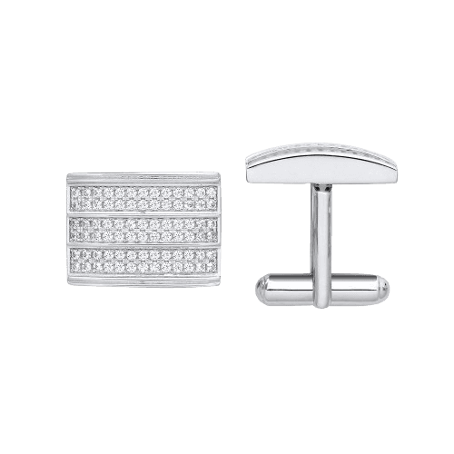Claro Jewels 925 Sterling Silver Cubic Zirconia Rectangle Cufflinks
