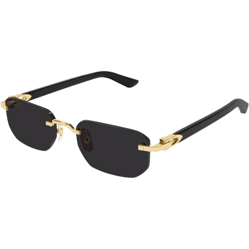 Cartier CT0622S Mens Rectangular Sunglasses Gold/Black