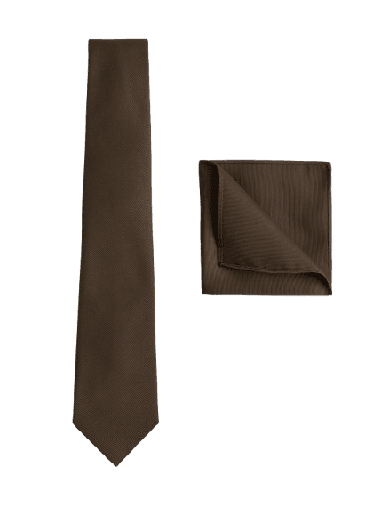 Tie & Pocket Square Set - Dark Brown