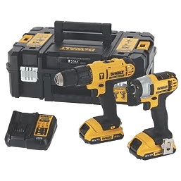 DeWALT 18V 2 x 2.0Ah Li-Ion XR Cordless Combi Drill & Impact Driver Twin Pack
