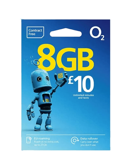 O2 Pay As You Go Sim Card, blue
