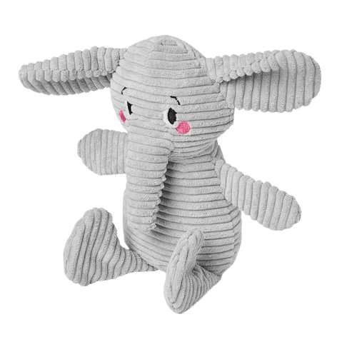 Pets at Home Grey Elephant Squeaky Plush Cord Dog Toy