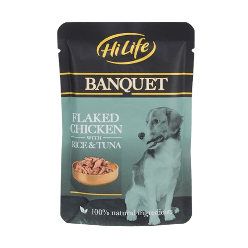 Hi-Life Banquet Flaked Chicken Rice & Tuna Dog Food 100g