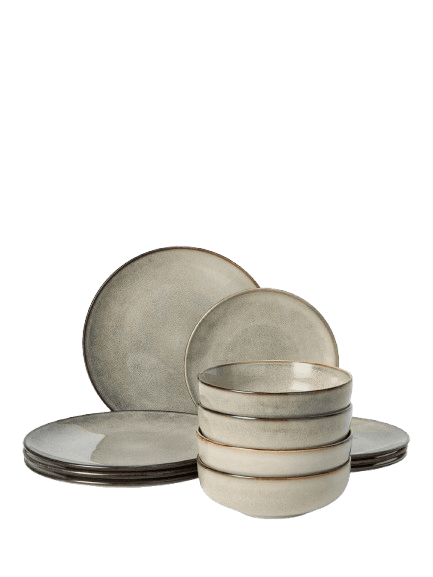 Artisan Stoneware Dinnerware Set, 12 Piece, Natural