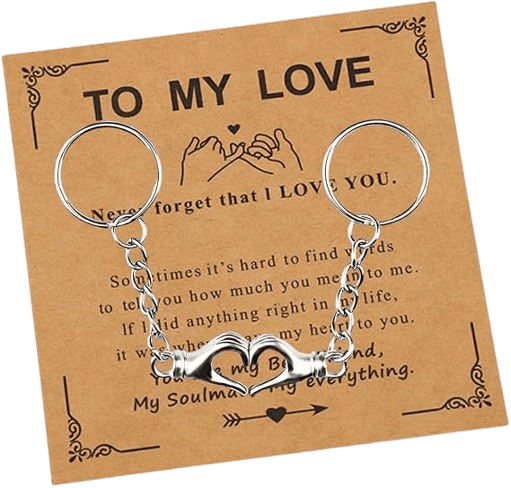 His & Hers Matching Heart Keyrings