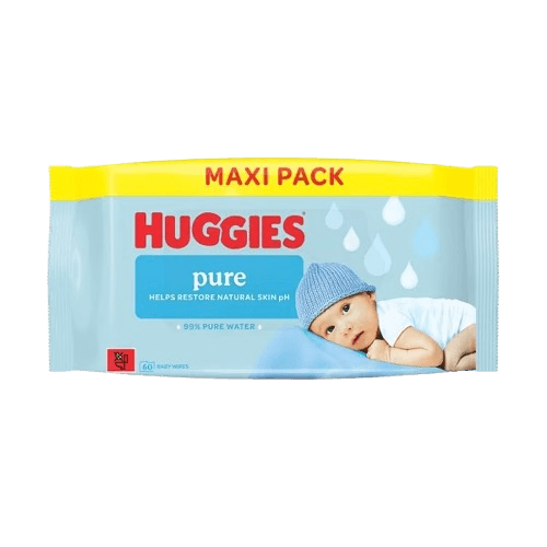 Huggies Pure Plasic Free Baby Wipes - 60 Pack