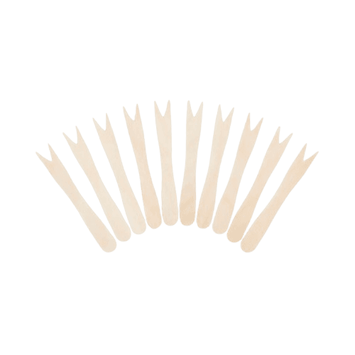 Set of 10 Wooden Chip Forks