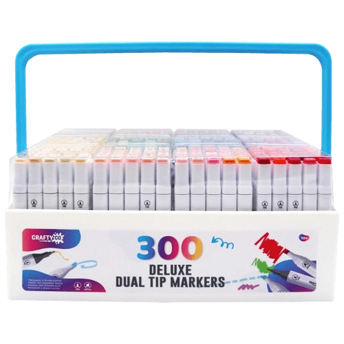 Crafty Co. Professional Dual Tip Alcohol Markers Set with Carry Case 300 Colours