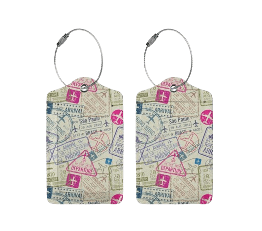 Retro Passport Stamp 2 Pack Luggage Tag