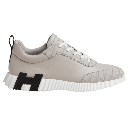 Hermes Paris Bouncing Calf Crocodile Sneaker Gris Quartz