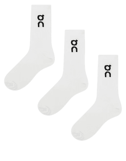 ON 3 pack logo crew socks in white