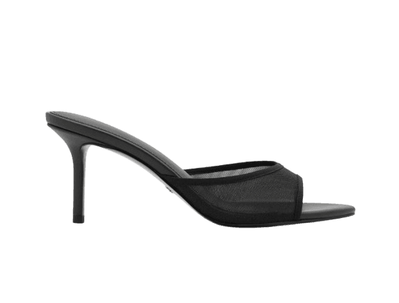 Pedro Mesh Heel Sandals - Black Fabric