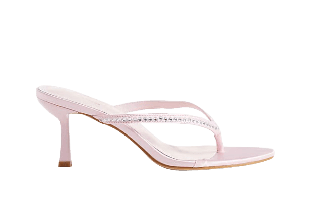 Simmi London Iris heeled toe post sandals in pink embellished
