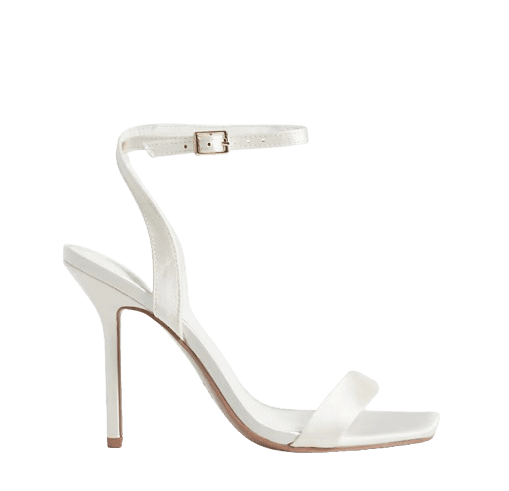 ASOS DESIGN Nali barely there heeled sandals in ivory satin