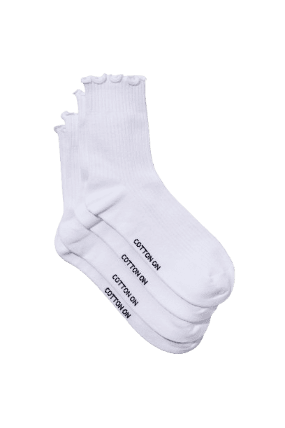 Cotton On The Perfect Pair Frill Rib Crew Sock 2Pk