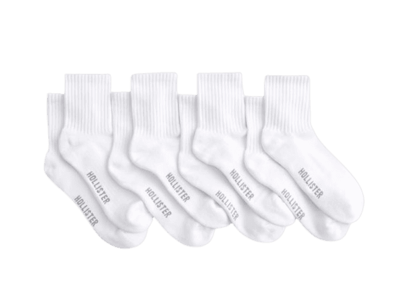 Hollister Logo Quarter-Crew Socks 4-Pack
