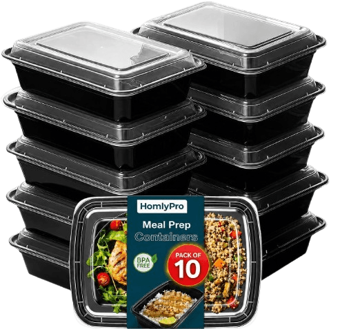 10 Pack 28oz Black Meal Prep Containers with Lids