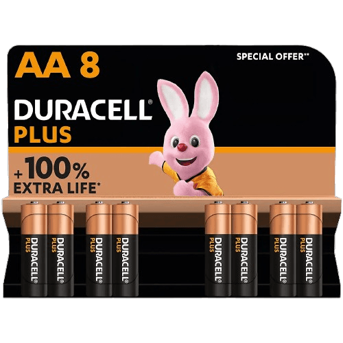 Pack of 8 Duracell Plus 100 AA Batteries