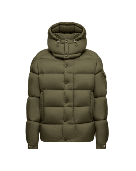 Moncler Maya 70 Hooded Short Down Jacket Olive Green