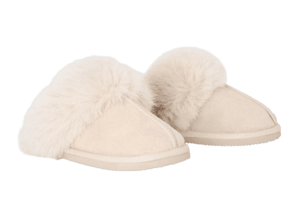 John Lewis Microsuede Fluffy Faux Fur Mule Slippers, Beige